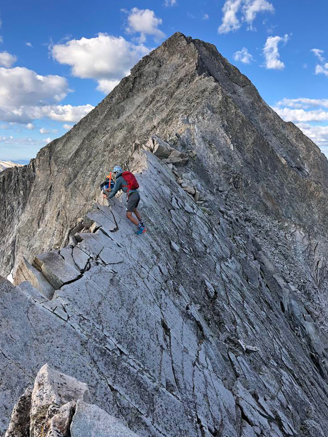The knife edge Pyramid Peak crossing