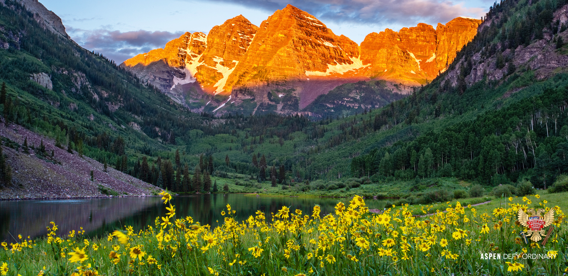 Sunset at Maroon Bells in spring is magic