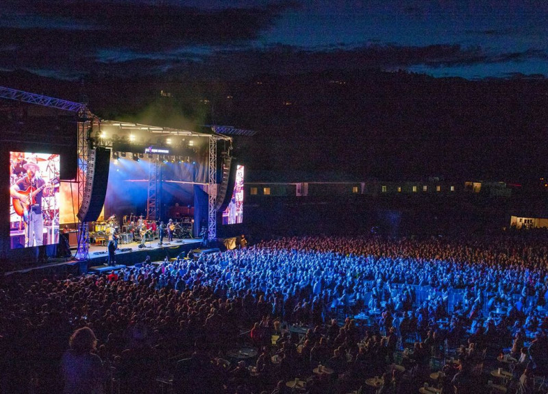 Crowd at Jazz Aspen Snowmass music festival near Tyrolean Lodge
